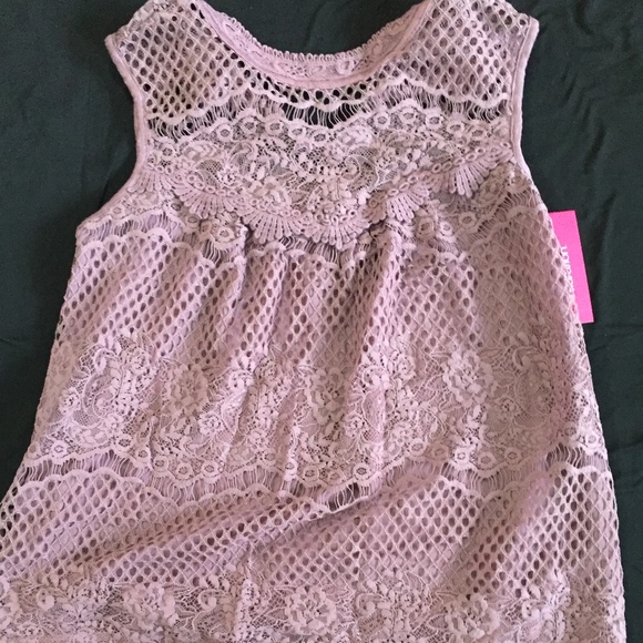 Mauve High neck lace sleeveless top Sz M New - Picture 2 of 13